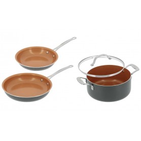 GOTHAM STEEL Set de 2 Poêles 24 et 28 cm + Faitout de 24 cm